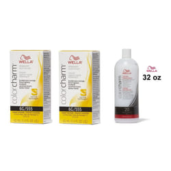 32oz) Wella Color Charm Haircolor 6G Hazel Blonde - 6G + 6G+Developer (Vol. 20