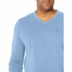 Tommy Hilfiger Men's Cotton V Neck Sweater  Medium Chambray  X-Large