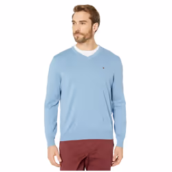 Tommy Hilfiger Men's Cotton V Neck Sweater  Medium Chambray  X-Large