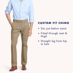Tommy Hilfiger Men's Stretch Chino Pants in Custom Fit, Cohiba Brown, 29W x 30L
