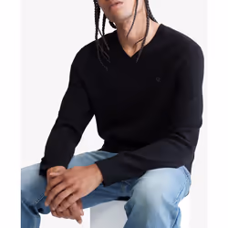 Calvin Klein Mens Merino Wool Blend VNeck Sweater  Black  Small