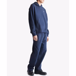 Calvin Klein Men's Relaxed Fit Monogram Logo Fleece Hoodie  Dark Sapph