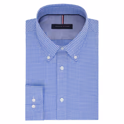 Tommy Hilfiger mens Slim Fit Non Iron Gingham Dress Shirt  English Blu