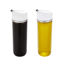 OXO Good Grips Precision Pour Glass Dispenser Set  2 Piece Oil & Vinegar Set  Clear  White
