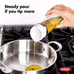 OXO Good Grips Precision Pour Glass Dispenser Set  2 Piece Oil & Vinegar Set  Clear  White