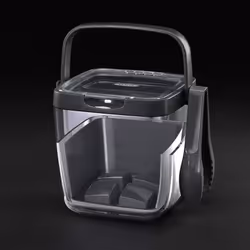 OXO Good Grips Double Wall Ice Bucket with Tongs and Garnish Tray Gray