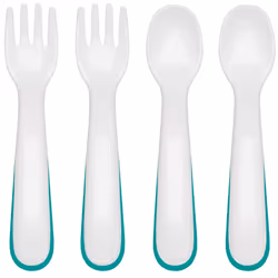 OXO Tot Plastic Fork & Spoon Multipack - Teal 4 Piece Set (Pack of 1