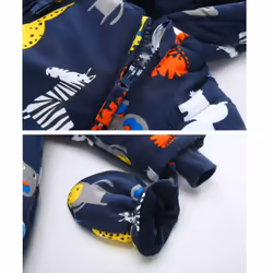 JiAmy Baby Hooded Romper Snowsuit with Gloves Booties Winter Outfits 9-12 Months