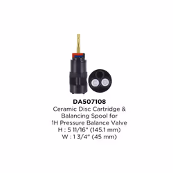 Ceramic Disc Cartridge & Balancing Spool for 1H Pressure Balance Valve  5 11/16"""" x 1 3/4""""