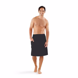 Boca Terry Mens Towel Wrap  Cotton Mens Bath Wrap  Mens Towel Wrap After Shower  Spa Wrap for Sauna and Gym MedLarge  Black