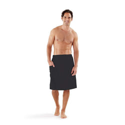 Boca Terry Mens Towel Wrap  Cotton Mens Bath Wrap  Mens Towel Wrap After Shower  Spa Wrap for Sauna and Gym MedLarge  Black