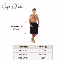 Boca Terry Mens Towel Wrap  Cotton Mens Bath Wrap  Mens Towel Wrap After Shower  Spa Wrap for Sauna and Gym MedLarge  Black
