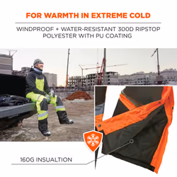 Ergodyne GloWear 8928 Insulated Thermal Bib Overalls  High Visibility  Weather-Resistant Orange X-Large