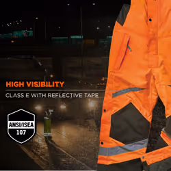 Ergodyne GloWear 8928 Insulated Thermal Bib Overalls  High Visibility  Weather-Resistant Orange X-Large