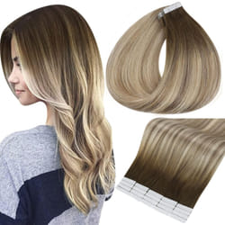 Full Shine Tape in Hair Extensions Human Hair 16 Inch Remy Hair Tape in Extensions 20 Pieces 50 Grams Tape in Real Hair Extensions Dark Roots Color 3