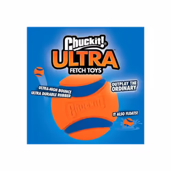 ChuckIt! Ultra Ball Dog Toy, Durable High Bounce Floating Rubber Dog Ball, Launcher Compatible Toy For Dogs, Medium (Pack of 2)