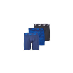 New Balance Men's 6"""" Boxer Brief Fly Front with Pouch  3-Pack  Pigmen