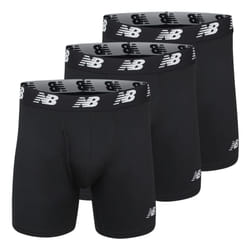 New Balance Mens 6 Boxer Brief Fly Front with Pouch, 3-Pack, BlackBlackBlack, Medium