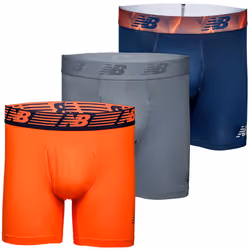 New Balance Men's 6"""" Boxer Brief Fly Front with Pouch  3-Pack Pigment