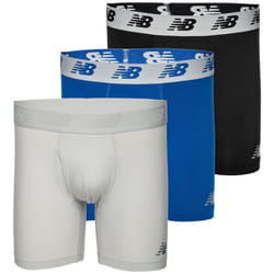 New Balance Men's 6"""" Boxer Brief Fly Front with Pouch  3-Pack Black/T