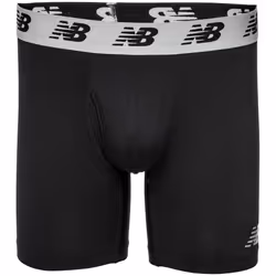New Balance Men's 6"""" Boxer Brief Fly Front with Pouch  3-Pack Black/T