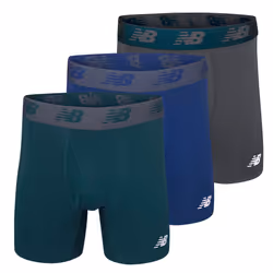New Balance Men's 6"""" Boxer Brief 3-Pack Blue/Deep Jade/Thunder Smal