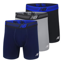 New Balance Men's 6"""" Boxer Brief Fly Front with Pouch  3-Pack  Black/