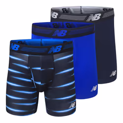 New Balance Mens 6 Boxer Brief Fly Front with Pouch, 3-Pack, PigmentTeam RoyalBolt Flare, Small
