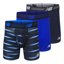 New Balance Mens 6 Boxer Brief Fly Front with Pouch, 3-Pack, PigmentTeam RoyalBolt Flare, Small