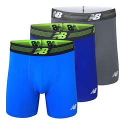 New Balance Men's 6 Boxer Brief Fly Front with Pouch  3-Pack  Team Royal/Lead/Bolt  Small