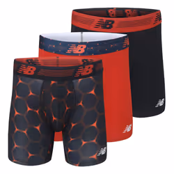 New Balance Men's 6"""" Boxer Brief Fly Front with Pouch  3-Pack  Team R