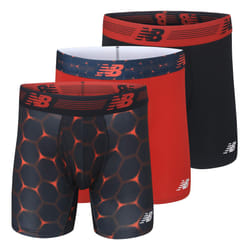 New Balance Men's 6"""" Boxer Brief Fly Front with Pouch  3-Pack  Team R