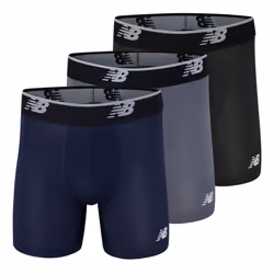 New Balance Men's Mesh 5"""" No Fly Boxer Brief  Athletic Compression Underwear (3-Pack)