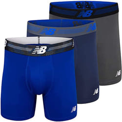 New Balance Men's 6"" Boxer Brief Fly Front with Pouch, 3-Pack, Medium