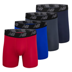 New Balance Men's 5"""" Performance No Fly Boxer Brief (4 Pack)  Team Ro