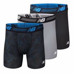 New Balance Men's 6"" Boxer Brief Fly Front with Pouch, 3-Pack of 6 Inch Tagless Underwear