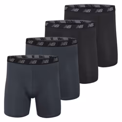 New Balance Mens Standard 5 Performance No Fly Boxer Brief 4 Pack  ThunderThunderBlackBlack  XXLarge