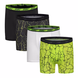 New Balance Boy's Performance Boxer Briefs 4-Pack White/Hi-Lite/Black