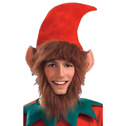 Christmas Elf Ears & Beard Costume Hat One Size