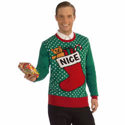 Forum Novelties Adult Nice Stocking Ugly Christmas Sweater Multi Medium