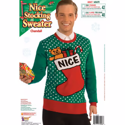 Forum Novelties Adult Nice Stocking Ugly Christmas Sweater  Multi  Medium