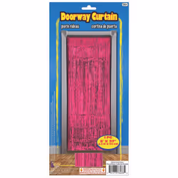 Forum Novelties Tinsel Fringe Curtain  3 feet x 8 feet  Hot Pink