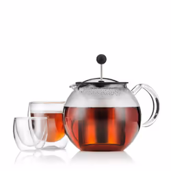 Bodum 180116 ASSAM Tea Press  Permanent Filter  Glass Handle  10 L34 oz  Blacktransparent