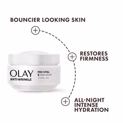 Anti-Wrinkle Pro Vital Night Cream, Helps Visibly Reduce Fine Lines & Wrinkles, For Mature Skin,50ml