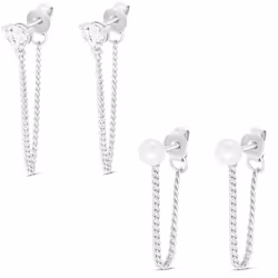 Amazon Essentials Pretty Silver Plated Front To Back Cubic Zirconia Drop Earring Set