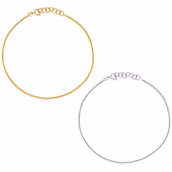 Amazon Essentials Sterling Silver Plated and Gold Plated Sparkle Chain Anklet Set 9"""" + 1"""" Extender