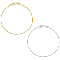 Amazon Essentials Sterling Silver Plated and Gold Plated Sparkle Chain Anklet Set 9"""" + 1"""" Extender