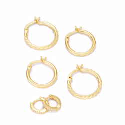 Amazon Essentials Gold Plated Cubic Zirconia Huggie  Polished Hoop and Diamond Cut Hoop Earring Set