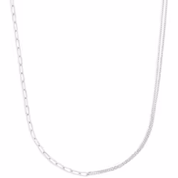 Amazon Essentials Sterling Silver Plated Paperclip And Cable Chain 18""""  Sterling Silver