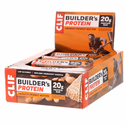 Clif Bar, Builder's Protein Bar, Crunchy Peanut Butter, 12 Bars, 2.4 oz (68 g) Each